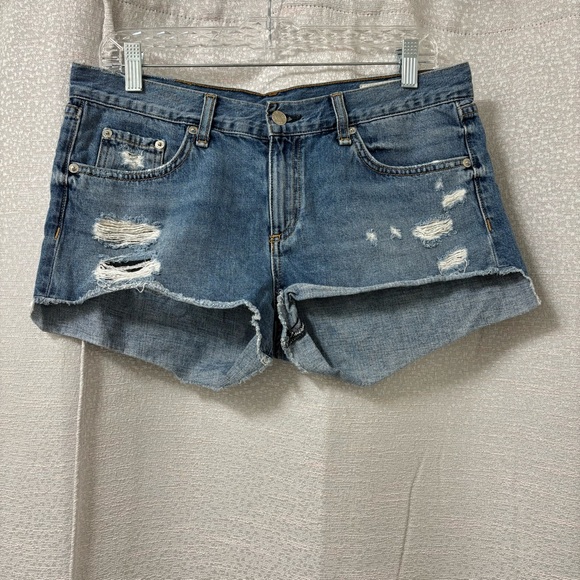 rag & bone Pants - rag & bone Mid-Rise Distressed Cut-Off Jean Shorts Women’s Size 28 boho Cuff Hem